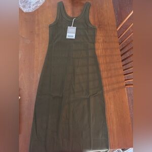 Olive Green ribbed Dress